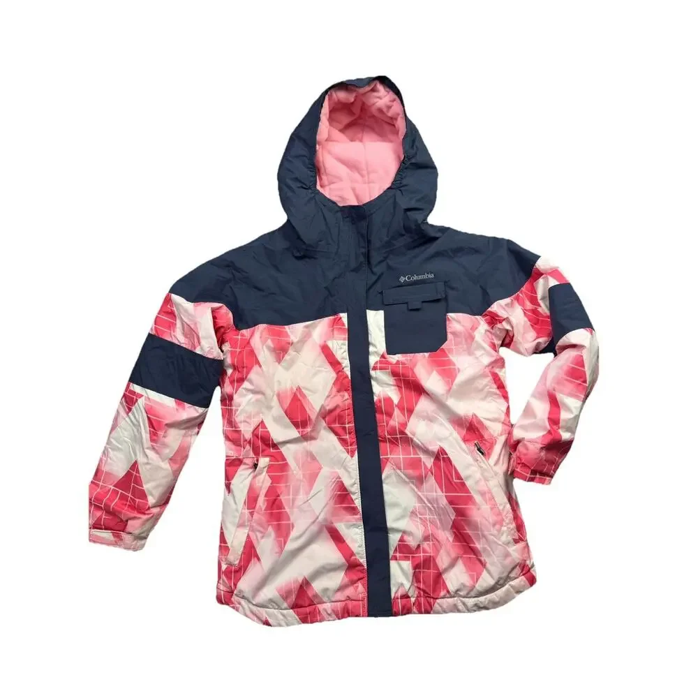 Columbia Girl's Pink Navy Mighty Mogul II Insulated‎ Winter Snow Jacket Size XL